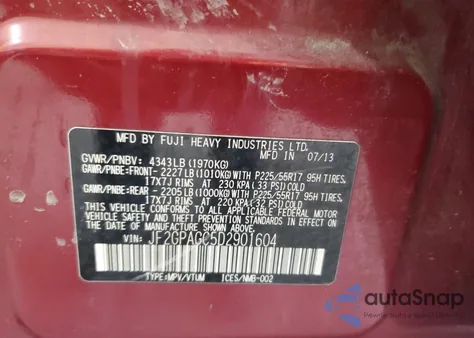 2013 Subaru Xv Crosstrek 2.0 Limited from USA, damaged, VIN JF2GPAGC5D2901604